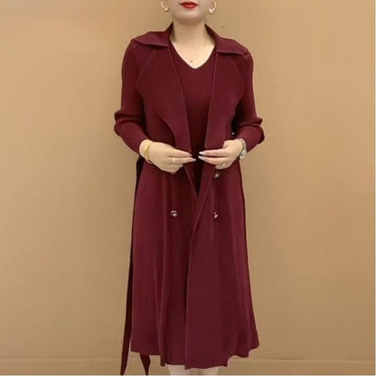 🎉Herbst Hot Sale🎉Traje de moda plisado cuello Falso gabardina de dos piezas