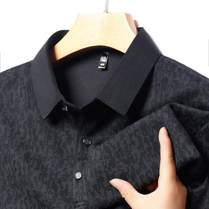 Camiseta de manga larga de cuello con solapa para hombre, estilo de negocios casual