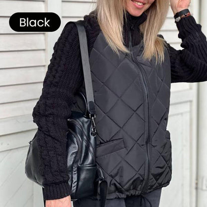✨Casaco acolchoado em malha com patchwork para mulher