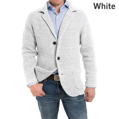 🎅💥Rebajas de Navidad - 49% OFF🎅💥Chaqueta de manga larga de punto con solapa lisa para hombre