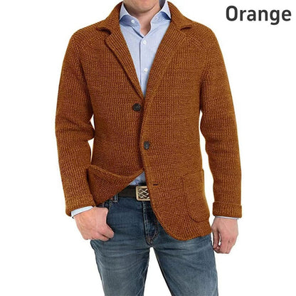 🎅💥Rebajas de Navidad - 49% OFF🎅💥Chaqueta de manga larga de punto con solapa lisa para hombre