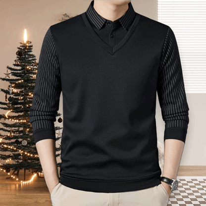 🎅Rebajas de Navidad-49%OFF🔥Camisa de abrigo para hombre con traje de dos piezas de imitación