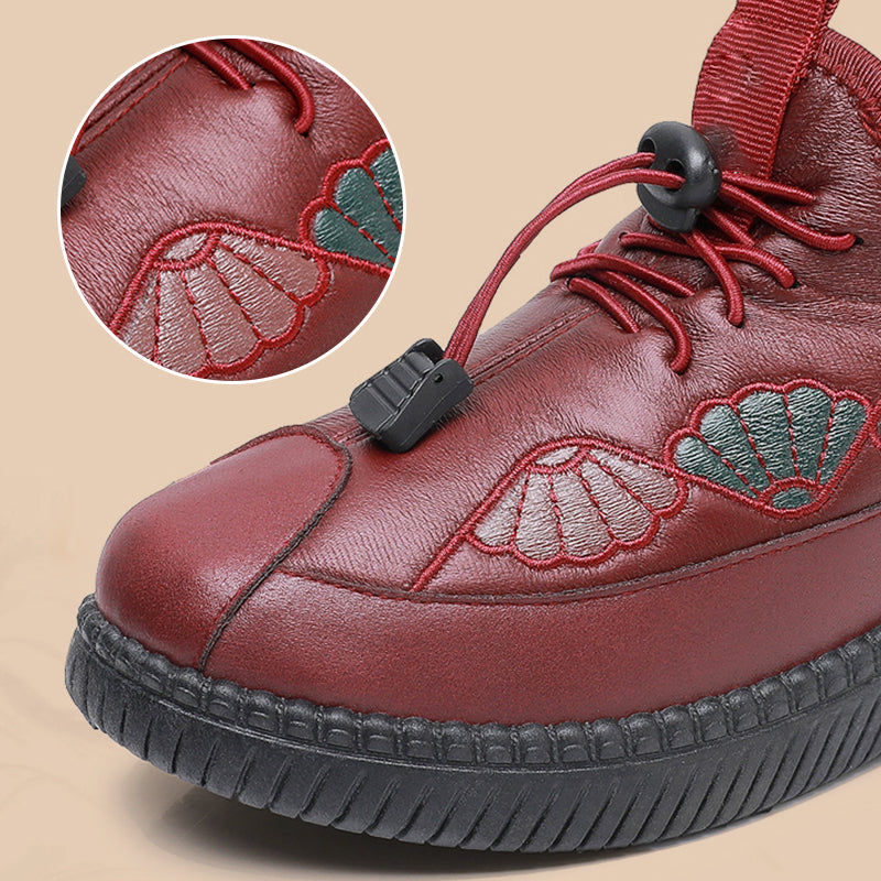 Zapatos de piel acolchados y gruesos para mujer