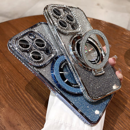 💝Magnetyczne etui na iPhone'a z brokatowymi dżetami i niewidoczną podstawką