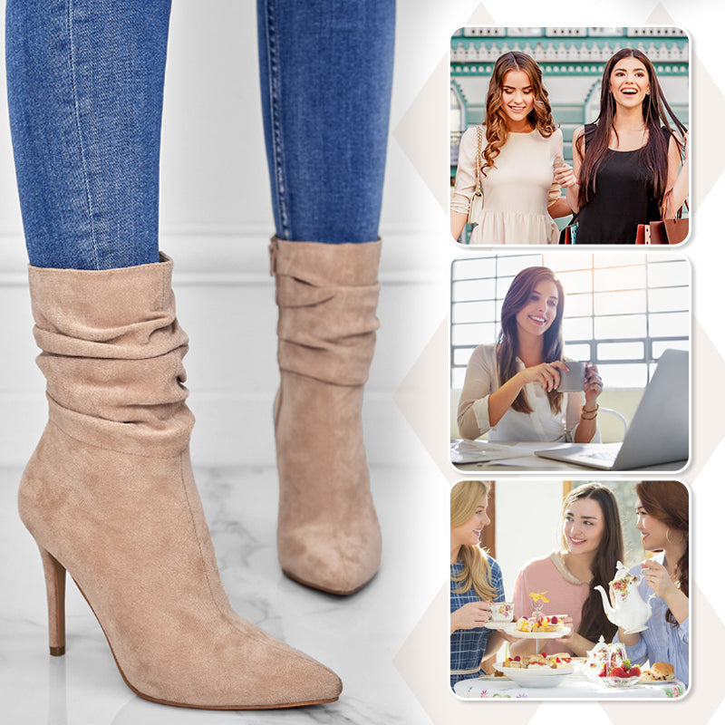 💖2025 Gorąca wyprzedaż💖Kobiece krótkie buty na obcasie ze szpiczastym noskiem