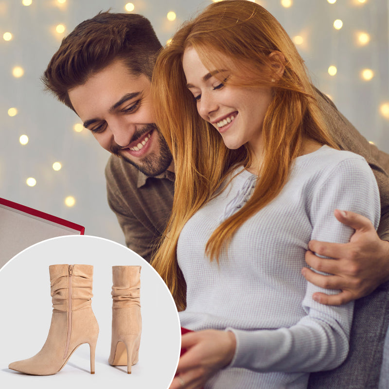 💖2025 Gorąca wyprzedaż💖Kobiece krótkie buty na obcasie ze szpiczastym noskiem