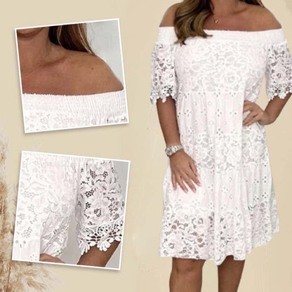 ✨💃Vestido de renda sem alças com patchwork recortado para senhora