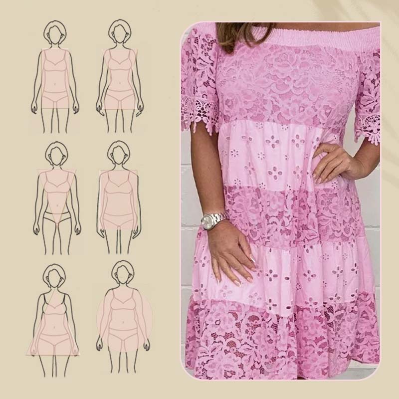 ✨💃Vestido de renda sem alças com patchwork recortado para senhora