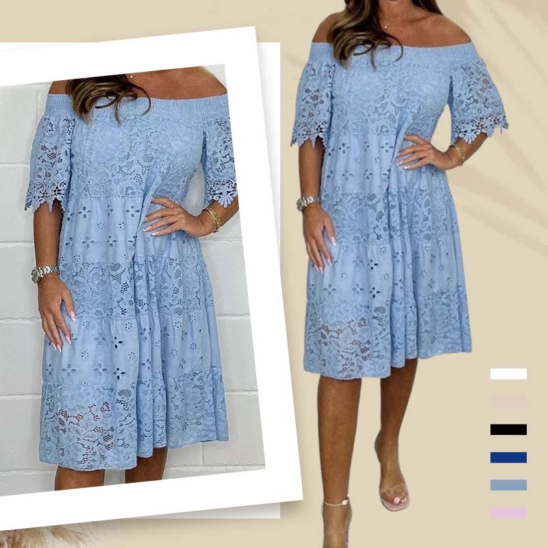 ✨💃Vestido de renda sem alças com patchwork recortado para senhora