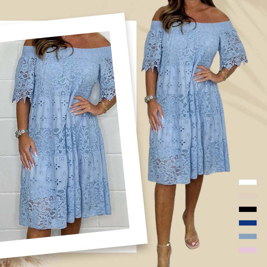 ✨💃Vestido de renda sem alças com patchwork recortado para senhora