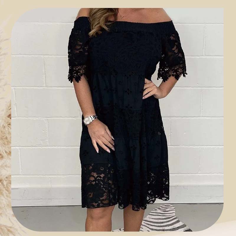 ✨💃Vestido de renda sem alças com patchwork recortado para senhora