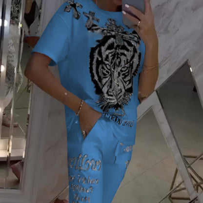 🔥 Limited time 50% off🔥Casual Printed Top Drawstring Pants 2-Piece Set
