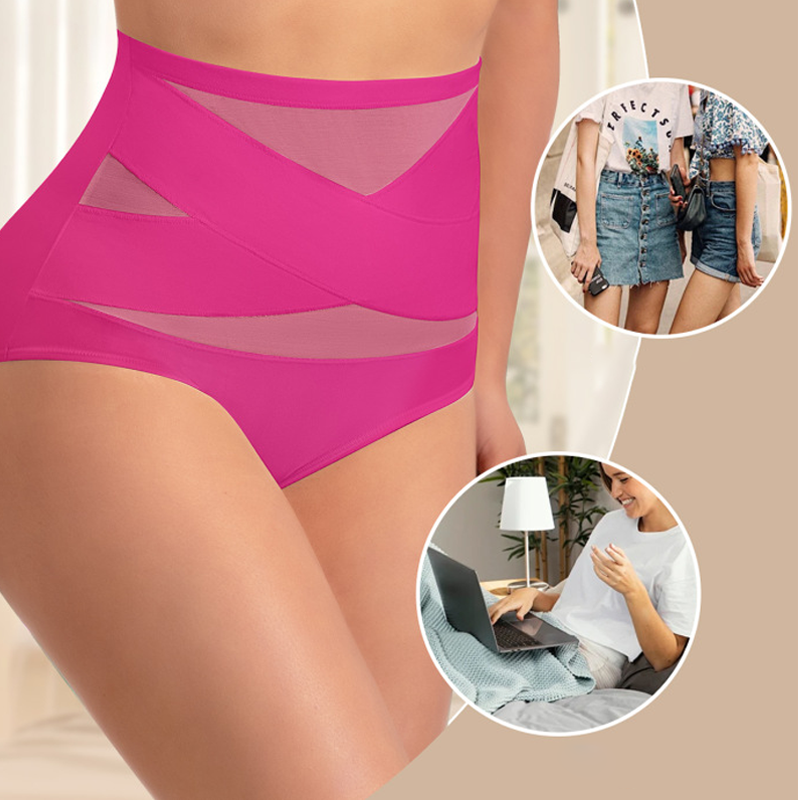 Cuecas de controlo abdominal com cintura alta e corte cruzado, tamanho grande