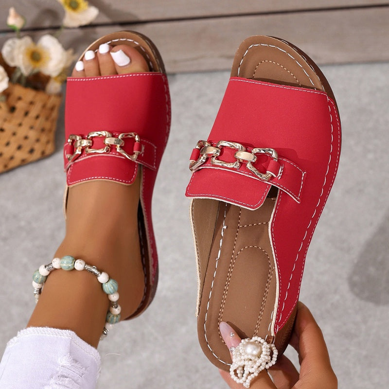 👡✨ Stylish Orthopaedic Sandals with Metal Buckle Embellishment