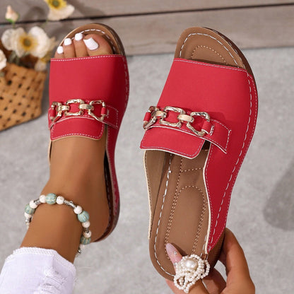 👡✨ Stylish Orthopaedic Sandals with Metal Buckle Embellishment