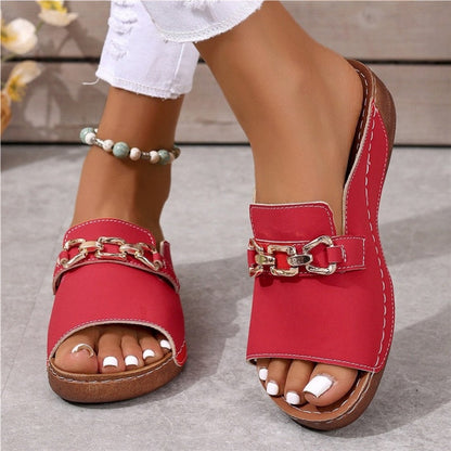👡✨ Stylish Orthopaedic Sandals with Metal Buckle Embellishment
