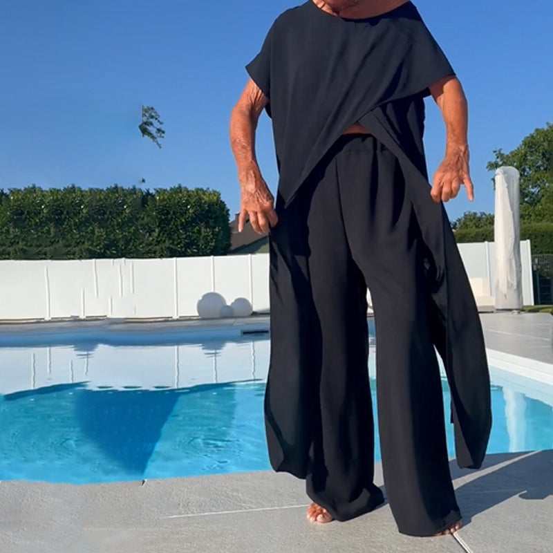 🌸Limited-time offer 49% OFF🌷Solid Color Off-Shoulder Top & Pants Set👗