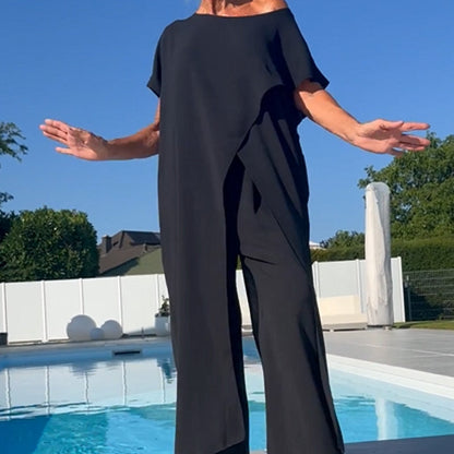 🌸Limited-time offer 49% OFF🌷Solid Color Off-Shoulder Top & Pants Set👗