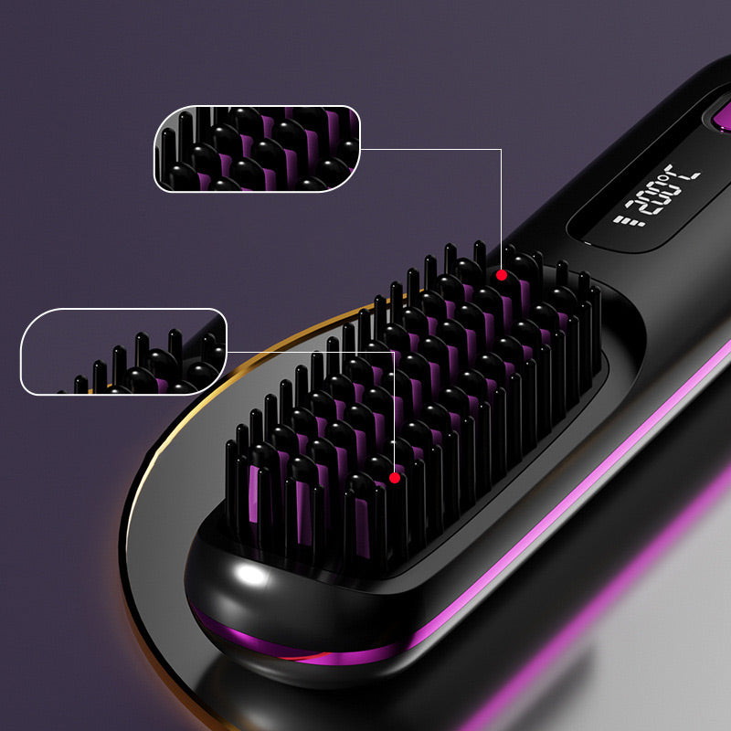 💥Pente alisador de cabelo sem fios em cerâmica💇‍♀️