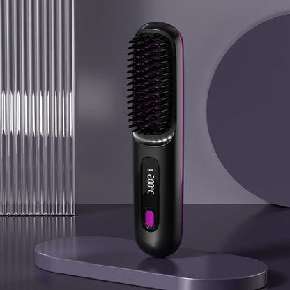 💥Pente alisador de cabelo sem fios em cerâmica💇‍♀️