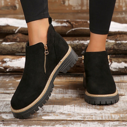 💜 LAST DAY PROMOTION - 50%OFF 💜 Women's Round-Toe Ankle Boots with Side Zipper