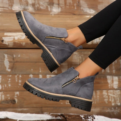 💜 LAST DAY PROMOTION - 50%OFF 💜 Women's Round-Toe Ankle Boots with Side Zipper