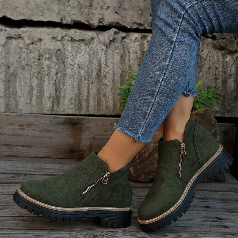 💜 LAST DAY PROMOTION - 50%OFF 💜 Women's Round-Toe Ankle Boots with Side Zipper