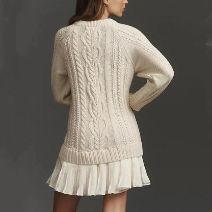 🔥👗Women's Cable-Knit Mini Sweater Dress 🍂 – Sweet-Cool Vibe for Café Dates/Fall Brunch