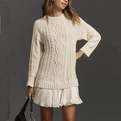 🔥👗Women's Cable-Knit Mini Sweater Dress 🍂 – Sweet-Cool Vibe for Café Dates/Fall Brunch