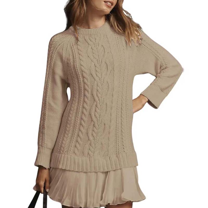 🔥👗Women's Cable-Knit Mini Sweater Dress 🍂 – Sweet-Cool Vibe for Café Dates/Fall Brunch
