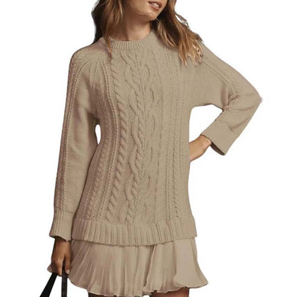 🔥👗Women's Cable-Knit Mini Sweater Dress 🍂 – Sweet-Cool Vibe for Café Dates/Fall Brunch