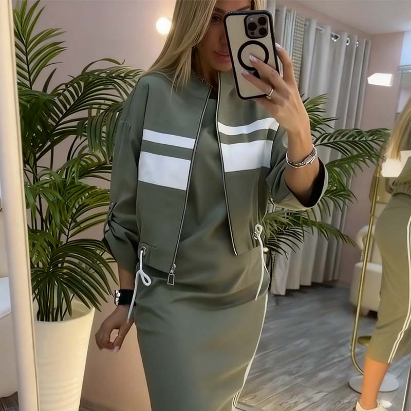 ❄️LAST DAY PROMOTION - 49%OFF 💖 Women's Stand Collar Jacket & Dress Set(Clearance Sale)