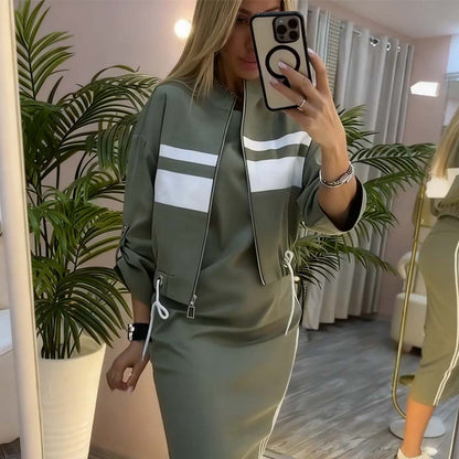 ❄️LAST DAY PROMOTION - 49%OFF 💖 Women's Stand Collar Jacket & Dress Set(Clearance Sale)