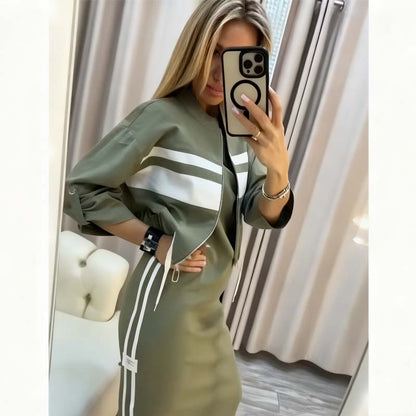 ❄️LAST DAY PROMOTION - 49%OFF 💖 Women's Stand Collar Jacket & Dress Set(Clearance Sale)
