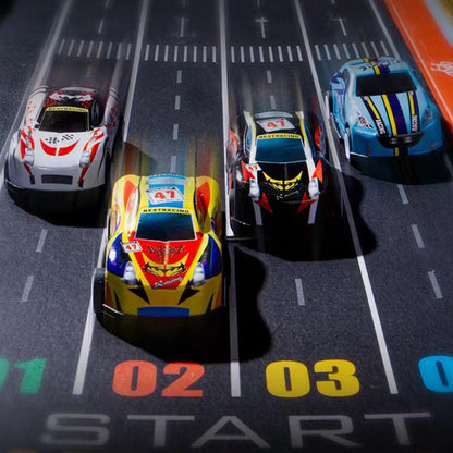 Conjunto com 48 miniaturas de carros de fricção e garagem integrada.