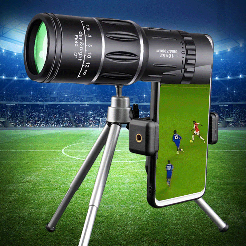 Telescópio monocular profissional de alta potência, alta definição e baixa luminosidade, 16X52