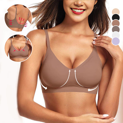 💐Jelly Wireless: Sutiãs sem aro confortáveis para mulher, bralettes push-up, sutiãs sem costuras para usar com t-shirts, sutiãs com decote em V profundo para o dia a dia💘