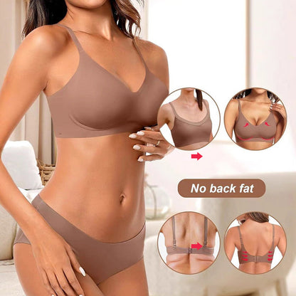 💐Jelly Wireless: Sutiãs sem aro confortáveis para mulher, bralettes push-up, sutiãs sem costuras para usar com t-shirts, sutiãs com decote em V profundo para o dia a dia💘