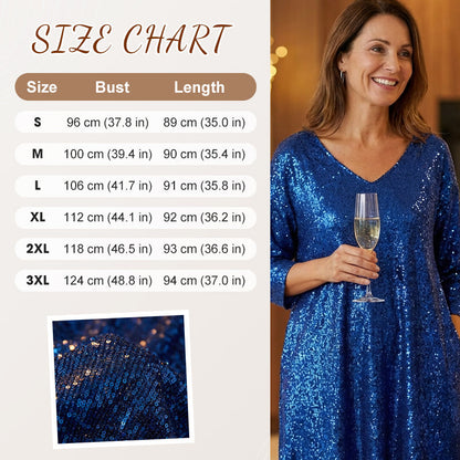✨👗Vestido feminino com decote em V e lantejoulas brilhantes