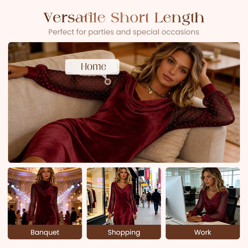 ✨👗Vestido justo elegante para mulher, com decote em gola alta e comprimento até ao joelho