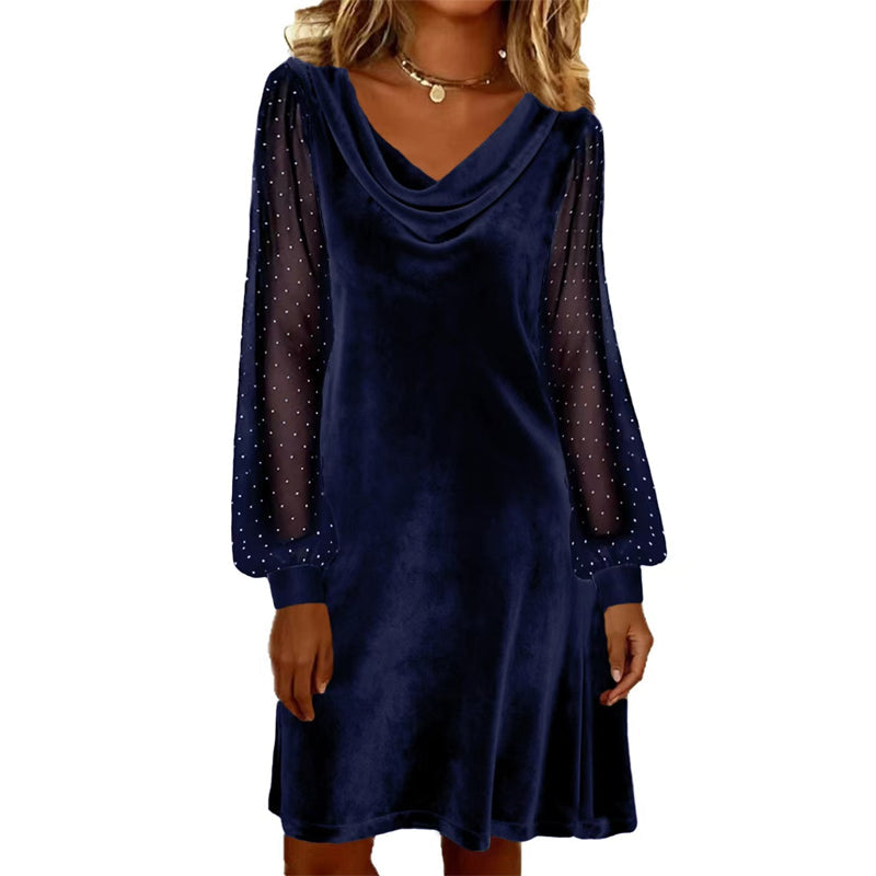✨👗Vestido justo elegante para mulher, com decote em gola alta e comprimento até ao joelho