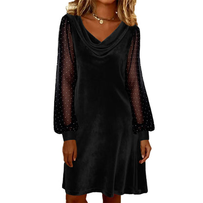 ✨👗Vestido justo elegante para mulher, com decote em gola alta e comprimento até ao joelho