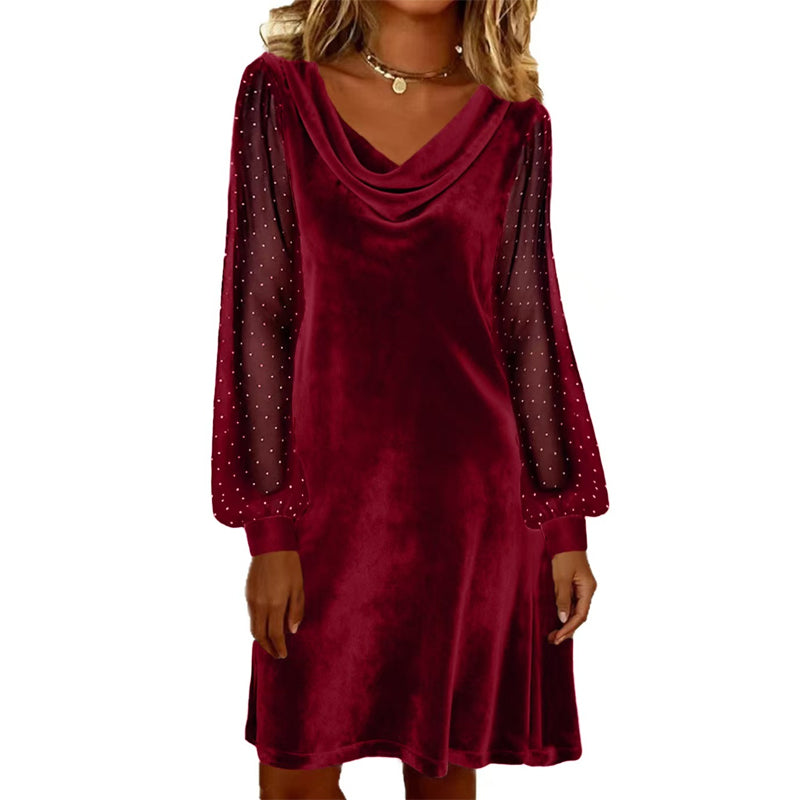 ✨👗Vestido justo elegante para mulher, com decote em gola alta e comprimento até ao joelho