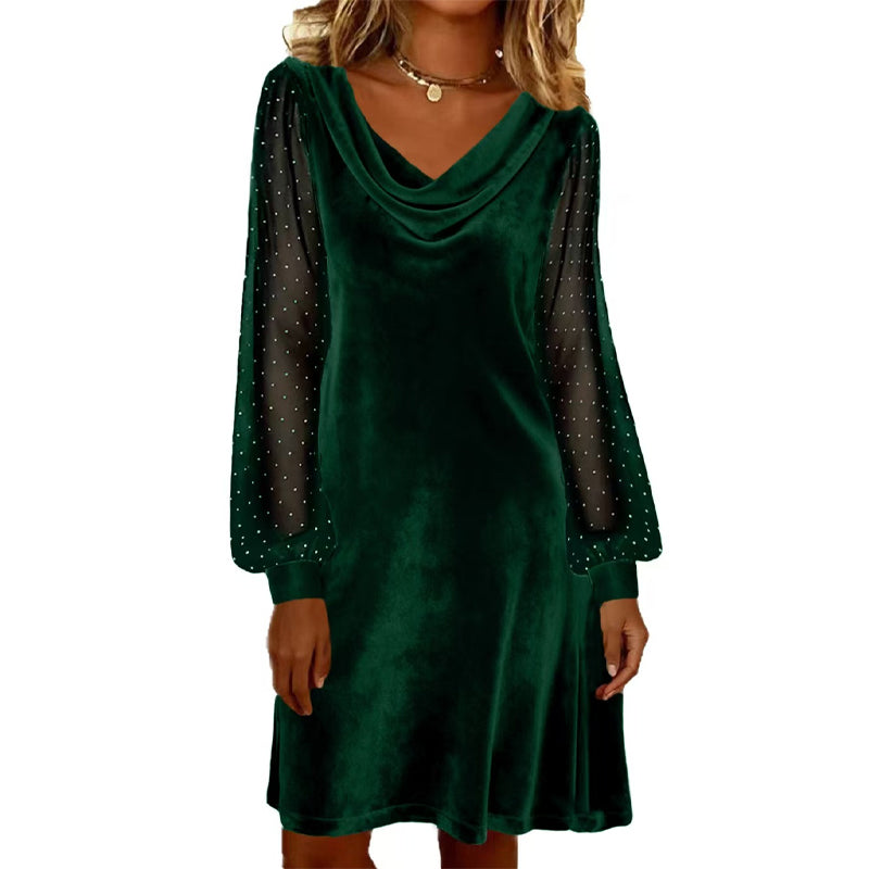 ✨👗Vestido justo elegante para mulher, com decote em gola alta e comprimento até ao joelho