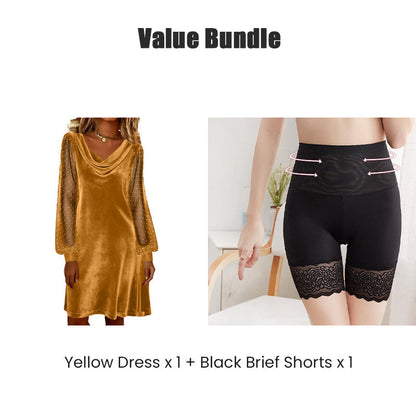 ✨👗Vestido justo elegante para mulher, com decote em gola alta e comprimento até ao joelho