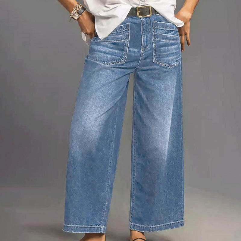 📢📢50% DE DESCONTO !!!⏰Calças jeans largas casuais de cintura alta para mulher