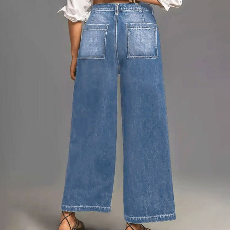 📢📢50% DE DESCONTO !!!⏰Calças jeans largas casuais de cintura alta para mulher