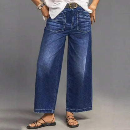📢📢50% DE DESCONTO !!!⏰Calças jeans largas casuais de cintura alta para mulher