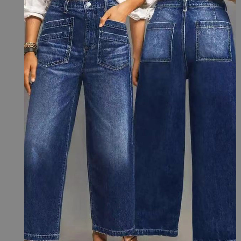 📢📢50% DE DESCONTO !!!⏰Calças jeans largas casuais de cintura alta para mulher
