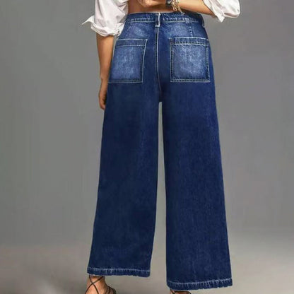 📢📢50% DE DESCONTO !!!⏰Calças jeans largas casuais de cintura alta para mulher
